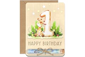 HAPPIRRA 1. Geburtstag Junge Mädchen, 1 Jahr Geldgeschenk Verpackung Holz mit Reagenzgläser, Geschenke zum 1 Geburtstag Mädchen - 1 Happy Birthday