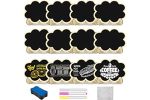 TOPBELIEF 12 Pcs Mini Lavagne, Piccola Lavagna In Legno con Supporto, Lavagnette per Buffet, Lavagnetta per Decorazione Matrimonio, Tavolo Segnatavolo, Articoli per Feste, Numeri di Tavolo, Etichette del Prezzo