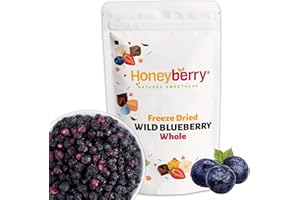 HONEYBERRY Liofilizowane Jagody Leśne 100g - Naturalne Dziko Rosnące Borówki Leśne - Liofilizowane Owoce bez Dodatku Cukru - Suszone Dzikie Jagody do do Wypieków, Dekoracji Ciast, Tortów i Deserów