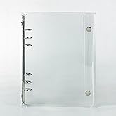 A5 6 Ring Binder Refillable PVC Transparent Organizer, 18.5x23x1 cm | Fastening with two snaps, metal arcs soft case for A5 6