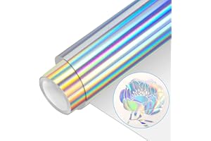 VINYL FROG HTV PU Metallic Holographic Silver Roll 30.5x155cm Iron on Vinyl Easy to Cut & Weed Heat Transfer Vinyl DIY Heat Press Design for T-Shirts