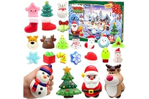 AFOXON Squishy Advent Calendar 2025 with 4 Cute Jumbo and 20 Mochi Squishies Toys, 24 Pcs Fidget Toys Christmas Countdown Calendar Gifts for Boys Girls