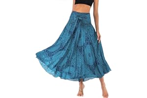 FEOYA 2 en 1 Jupe Longue Été Femme Fluide Robe Boheme Chic Femme Jupe Boheme Femme Jupe Fleurie Femme Plage Jupe Africaine Femme Été Taille Unique