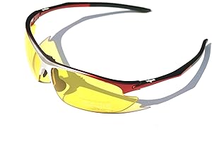 Ladgecom Sports Sunglasses with Smoke Lenses and Spare Yellow Lens with Case and Cloth