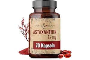 ‎CDF SPORTS & HEALTH SOLUTIONS Astaxanthin 12 mg Depot Softgel Kapseln mit Oxidationsschutz - 4 Monatsvorrat - Gel Caps - Mit Vitamin E (70 Kapseln)