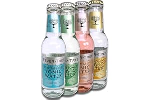 ‎FEVER-TREE Fever-Tree Set Tonic Water, 1x Mediterranean, 1 x Premium Indian, 1 x Aromatic, 1 x Elderflower (4 Flaschen Mix)