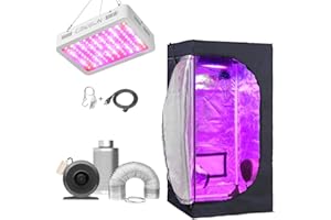 Sunstream Grow Tent Complete Kit Hydroponic Growing System Double Switch LED 1000W Grow Light + 6"Carbon Filter Duct Combo + 120x120x200cm(48"x48"x80")(LED1000W+48"x48"x80"Grow Tent+6" Filter Combo)