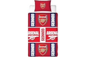 Character World Arsenal FC Parure de lit réversible officielle en polycoton Motif emblème des artilleurs