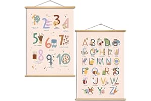Rbleote Due poster ABC per bambini, poster didattici per bambini, numeri e lettere – Apprendimento ludico, adatto per asili, scuole elementari e scuole materne (30 x 40 cm)