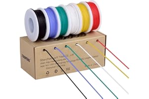 Tuofeng - Filo flessibile in silicone da 18 AWG, filo di collegamento, 6 bobine di diversi colori e filo da 4 metri, 600 V, filo a trefoli, resistenza alle alte temperature