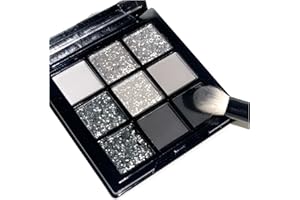 ‎YEUXTTY 9 Farben Braune Lidschatten Palette, Glitzer Lidschatten Matt Schimmer Natürlich Langanhaltend Wasserdicht Hoch Pigmentiert Smokey Eyeshadow Palette Für Frauen Augen Make-up (Black Gray)
