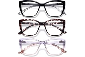 ORANZI Reading Glasses Women, 3 pack Fashion Oversized Blue Light Readers Women, Spring Hinge Cat Eye Glasses Anti Eyestrain