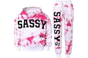 A2Z 4 Kids® Enfants Filles Survêtement Rosé Designer Tie Dye Sassy Imprimer Toison Encapuchonné Crop Top Bottom Jogging Costume Joggers Âge 5-13 Ans