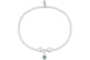 TRINK Brand Sterling Silver Beaded Birthstone Birthday Month Bracelet - January, February, March, April, May, June, July, August, September, October, November, December