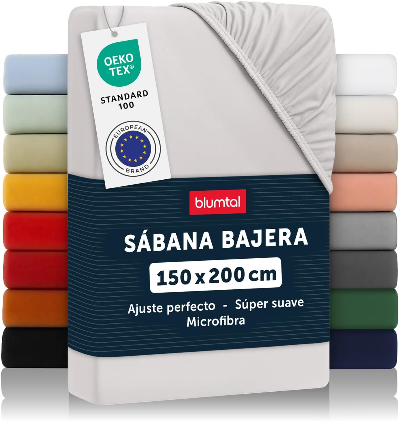 Blumtal Basics - Juego de 1 sábana Bajera de 150 x 200 cm, 150 x 200 cm, Microfibra, Suave, Resistente, Antiarrugas, con certificación Oeko-Tex Moonlight Grey