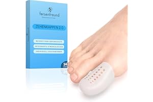 FERSENFREUND© Zehenschutz 14er Gross - NEUHEIT 2025 - Premium Zehenkappen Zehenpolster Zehenschutzkappe Zehen Polster Zehenpflaster Anti Blasen Schutz Zehenschoner Silikon