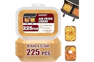 ZONYEE Air Fryer Liners for Ninja Foodi Dual Zone AF300UK / AF400UK / DZ400UK / Double Stack XL SL400UK, 225PCS Air Fryer Parchment Paper Liners Fit Keplin 9L Dual Zone Air Fryer