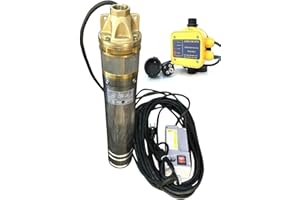 CHM GmbH® Brunnenpumpe 3 Zoll 750 Watt 2520 L/h 6 Bar mit Messinglaufräder + Druckschalter/Trockenlaufschutz