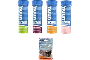VPOINT LEISURE NUUN Sport Electrolytes Hydration Tablets - 4 Tubes of Electrolyte Tabs (40 Total Tablets) Bundled with A Pack of Elastic No-tie Reflective Shoe Laces (Mixed Variety)