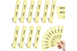 JIAWAGGAG 1000 Tickets Vestiaire 4.5x20cm Jaune Numérotés de 1 à 1000 Ticket Tombola Numéroté Bloc Ticket Numéroté Billet Vestiaire Bon de Vestiaire Perforés et Détachables en Trois Parties Idéal