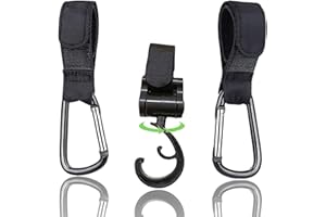 GYDERY Ganchos Carro Bebe (3ud) - 1 GANCHO Carro Bebe doble + 2 MOSQUETON carro bebe - Gancho para CARRITO de BEBE - Gancho para Carrito Bebe - Mosqueton carrito bebe - Ganchos para carro bebe - UNIVERSALES