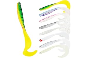 HOTUT Soft Fishing Lures Kit, Easy Catch Pre-Rigged Soft Lures Swimbait, Unique Vibrating Swim Action and Trembly Sinking Move, Curly Tail Perch Imitation Bait for Pike Freshwater Trout Bass Salmon