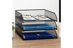 PUNCIA Vassoio per Lettere in Metallo a 3 Livelli Organizer da Scrivania per Ufficio Supporto da Scrivania per Accessori per Lettere di Carta per l'Ufficio Domestico e Scolastico