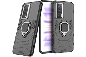 YKNIUFLY Fundas para Xiaomi Poco F5 Pro Funda, con Soporte, PC Dura, a Prueba de Caídas, Carcasa Funda para Xiaomi Poco F5 Pro Case.(Negro)