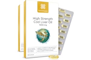 Healthspan Cod Liver Oil 1,000mg | Rich in Omega 3 Fatty Acids DHA & EPA | Brain, Eyes & Heart Health | Vitamin A & D3 | Vision, Bones, Teeth & Immune | Sustainably Sourced (240 Capsules)
