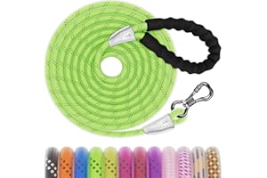 Kdsvakd Training Lead for Dogs, 3m/10ft Waterproof Rope Dog Lead with Swivel Lockable Hook and Comfortable Padded Handle, Reflective Recall Dog Running Line for Small Medium Large Dogs, Green