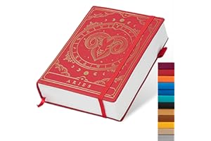 TIEFOSSI Constellations Carnet de notes A5 à couverture rigide à pointillés 100 g/m² 400 pages Papier à lettre Pour femmes, hommes, adolescents (bélier)