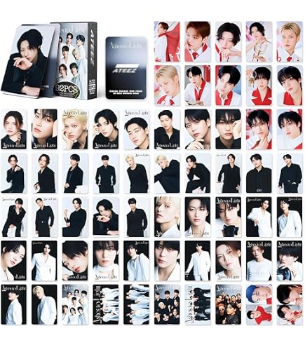 Cartes Photo ATEEZ - Lot De 124 Cartes (60 Cartes + 64 Autocollants) - Fan Merch, Collection, Décoration - 7