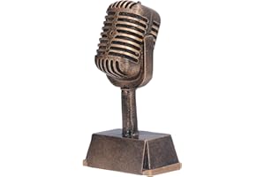 BuyWeek Trofeo de Micrófono, Trofeos de Premio de Música Adorno de Micrófono de Resina Sintética Decoración de Escritorio para Competición de Canto en el Hogar