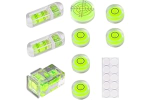 GZGXKJ 9 Pcs Mini Bubble Spirit Level Präzisions Libelle Wasserwaage Square Rund Wasserwaage für Kamera, Camping, Wohnwagen