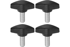 sourcing map 4pcs Tee Wing Knobs Thumb Screws M8 x 16mm Standard Male Thread Plastic T Knobs Handles Hand Clamping Thumbscrew, Black