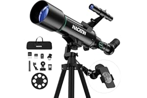 Telescope for Kids, NACATIN 70mm Aperture Childs Telescope Refractor Astronomical Adjustable Tripod for Kids Adults Beginners, with Smartphone Adapter and Wireless Remote