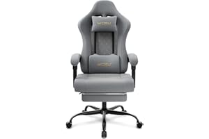 ‎WOLTU WOLTU Fotel gamingowy z funkcją masażu, krzesło komputerowe z poduszką z kieszeni, fotel dla graczy, ergonomiczny, obrotowy fotel z poduszką pod głowę, poduszka lędźwiowa, podnóżek, 150 kg,