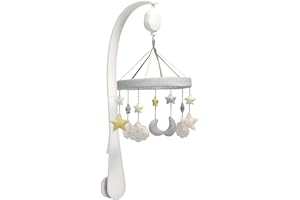 Mamas & Papas Welcome To The World Musical Cot/Cotbed Mobile, Soothing Lullaby Music, Cloud and Star Design, White