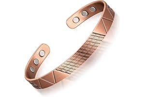 HERDEAR Kupfer Magnetarmband Bronzierte Magnetisches Armband Verstellbarer Kupfer Magnet Armreif mit 8 Magneten für Damen und Herren