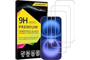 4youquality [3-Pack Screen Protector for iPhone 16 (6.1-Inch), Tempered Glass Film, [LifetimeSupport][Impact-Protection][Anti-Shatter][Anti-Scratch]