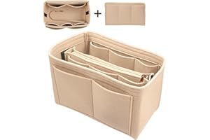 BAERTMY Taschenorganizer Shopper Innentasche für Handtaschen aus Filz Organizer Bag in Bag Taschen Innen Organizer Tasche Damen mit Reißverschluss für Longchamp Tote Bag Handbag Purse Handtasche (Beige)
