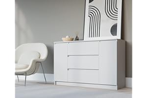 3E 3XE LIVING.COM 3xEliving Demi 2D3S Cassettiera, Colore: bianco, Dimensioni: L: 120 cm, P 39 cm, H: 78 cm, con due porte e tre cassetti