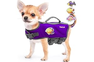 Sheripet Dog Life Jacket, Good Visibility Dog Life Vest for Swimming with Reflective Stripes and Rescue Handle, Dog Flotation Vest Suit for Small Medium and Large Dogs (Purple, S)