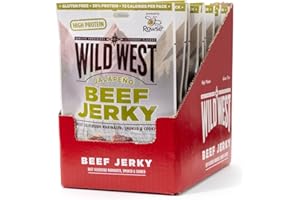 Wild West Beef Jerky, 16 x 60 g de viande de bœuf séchée Jalapeno, boeuf Jerky haute protéine, collation aux protéines
