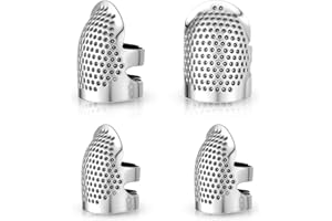 AYSATOGC 4 Stück Fingerhut Nähen Verstellbarer Metall Fingerhüte mit Fingerkuppenschutz Fingerspitzen-Protektor Set für Handstickerei Quilten Zubehör Nähen Stricken Heimwerkerwerkzeuge