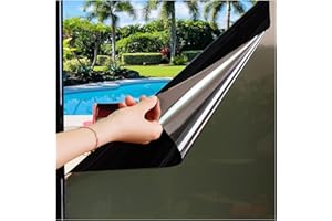 ‎ZINDOO Zindoo Fensterfolie Spiegelfolie Blickdicht Tagsüber 90% Sichtschutz 40x200cm UV-Schutz Sonnenschutzfolie Fenster innen oder außen Wärmereflektion Blickdichte Fensterfolie Schwarz Silber