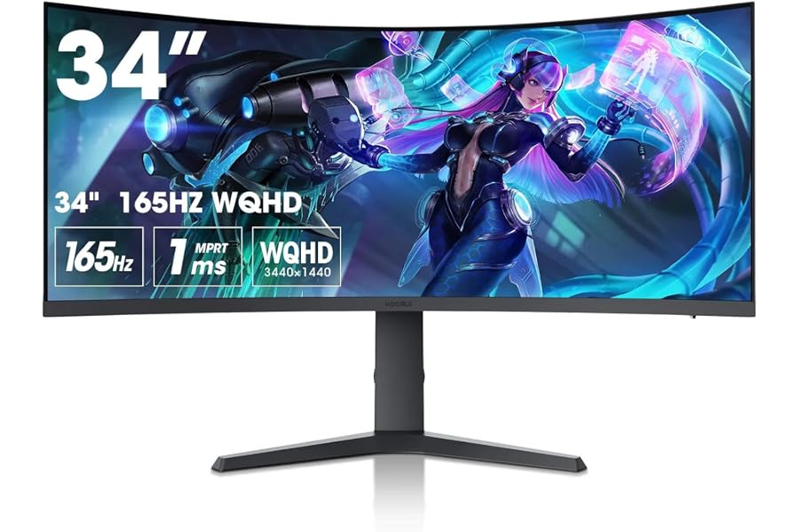KOORUI 34 Inch WQHD 3440x1440 Curved Gaming Monitor