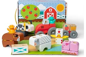 Melissa & Doug Blockables™ Farm Snap And Play, Mix And Match Connectable Wooden Building Blocks Play Set Toy for Preschool Boys And Girls (56 Pcs)