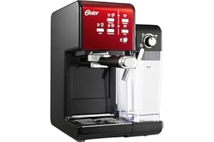 Oster Prima Latte II, Macchina Automatica per Caffè 3 in 1 per Caffè Espresso, Cappuccino e Latte Schiumato, 19 bar, Rosso