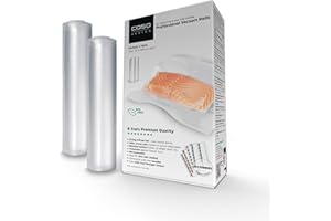 CASO Sac sous vide pour alimentaire professionnel 25x600 cm/Lot de 2, pour toutes les machines sous vide, 150µm, résistant à l'ébullition, sous vide, réutilisable, autocollants inclus, transparent